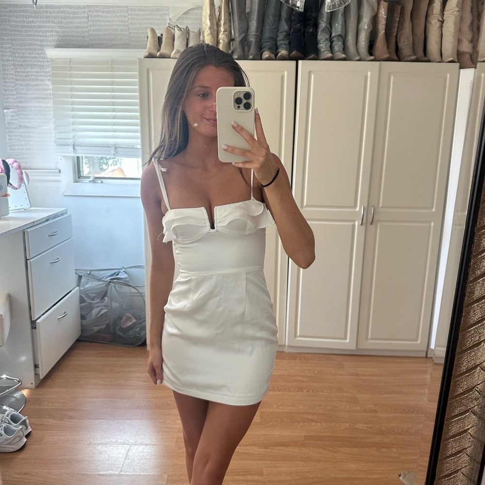 white mini dress